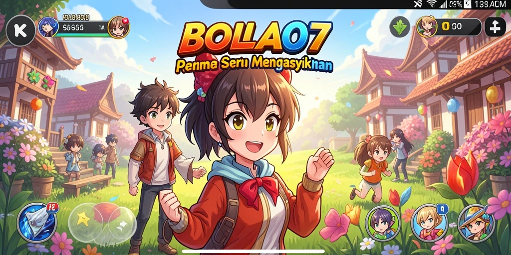 Tangkapan layar gameplay BOLA07 yang menampilkan aksi seru karakter anime.