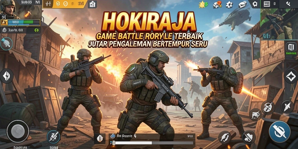 Screenshot HOKIRAJA yang menampilkan aksi pertempuran intens.
