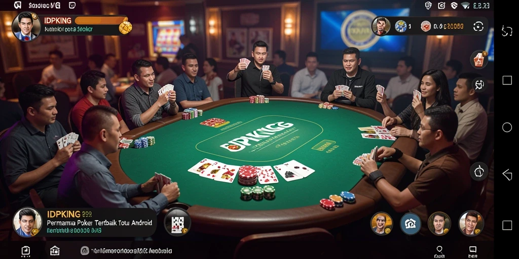 Tangkapan layar IDPKING menunjukkan suasana gameplay poker yang mendebarkan.