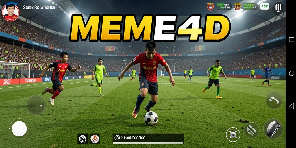 Tampilan gameplay MEME4D yang mengasyikkan dengan adegan sepak bola mendebarkan.