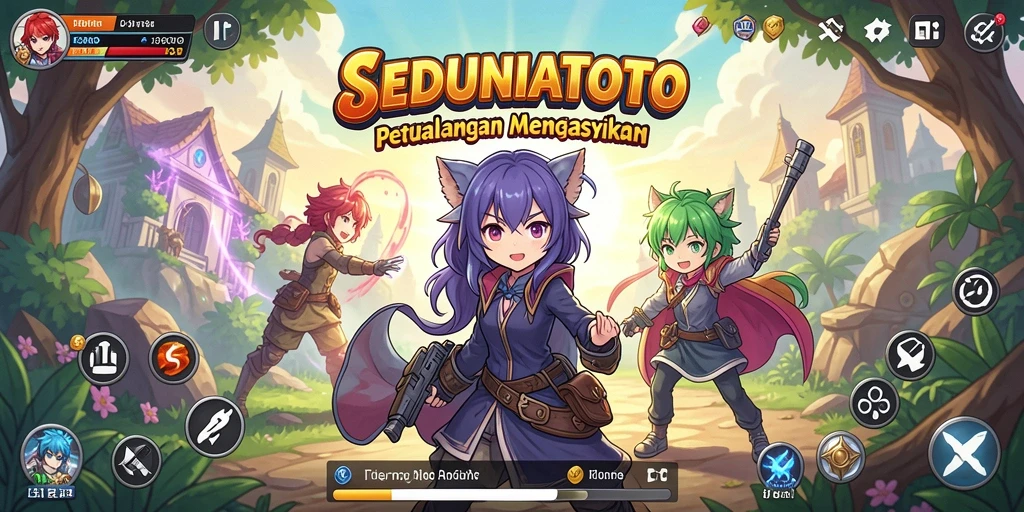 Tangkapan layar gameplay SEDUNIATOTO yang menampilkan aksi karakter anime.